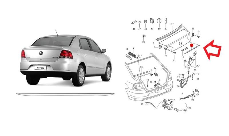 Imagem de Friso cromado porta malas voyage g5 original vw 5u5853955