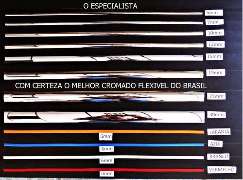 Imagem de Friso Cromado Universal Filete Flexivel Rolo 12mm X 20 Metro