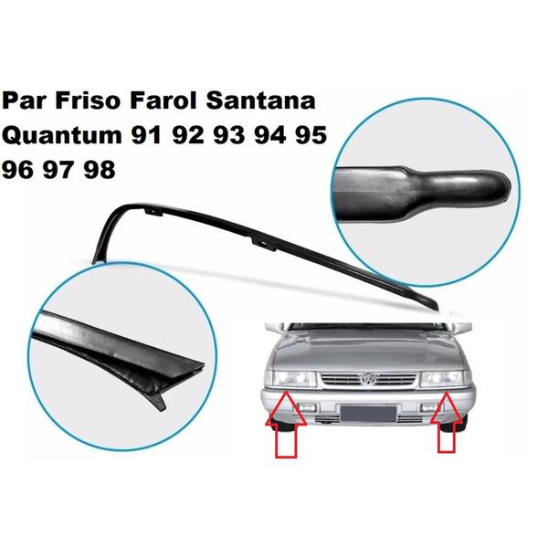 Imagem de Friso Do Farol Santana Quantum 1991/1997 Preto Par