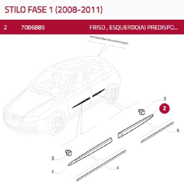 Imagem de Friso Lado Esquerdo Traseiro Predisposto Para Pintura Stilo (2008 - 2011) - 7086889