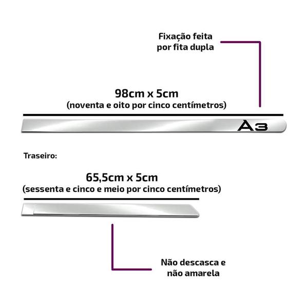 Imagem de Friso Largo Lateral Cromado Audi A3 2000 a 2022