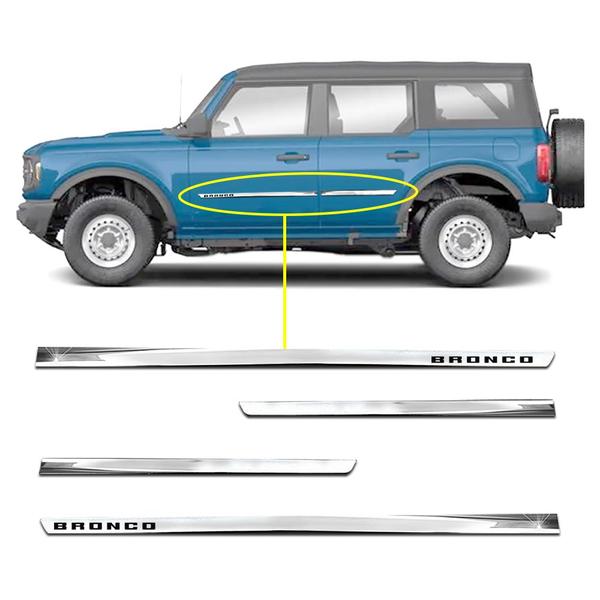 Friso Lateral Cromado Ford Bronco 2021 2022 2023 Slim - SHEKPARTS Imagem de Friso Lateral Cromado Ford Bronco 2021 2022 2023 Slim