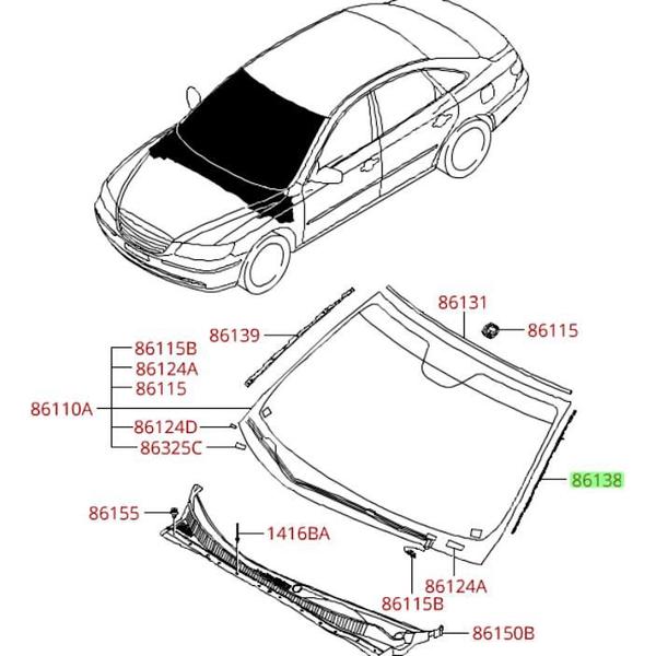 Imagem de Friso Lateral Esquerdo Parabrisa Hyundai Azera Original