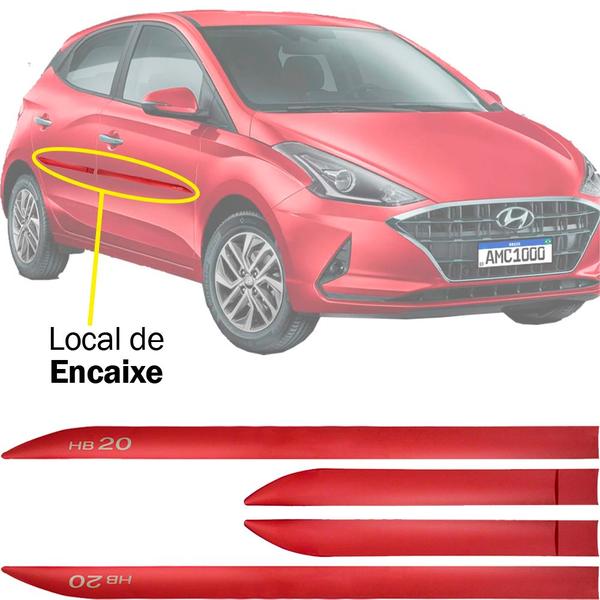 Imagem de Friso Lateral Hb20 2015 a 2023 Vermelho Chilli 04 Pcs Facao