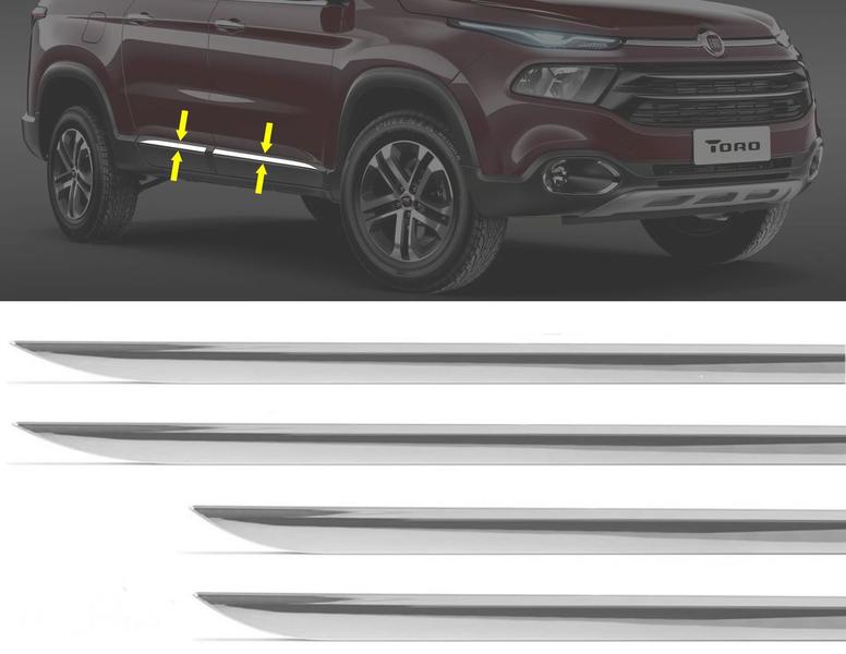 Imagem de Friso Lateral Inferior Cromado Fiat Toro 2017 2018 2018 2019 2020 2021 2022 - 4 Peças