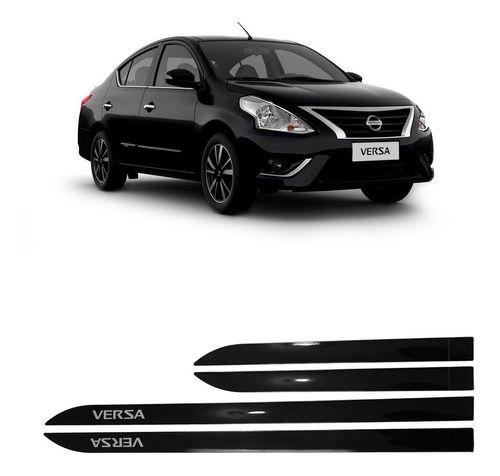 Imagem de Friso Lateral Preto Nissan Versa + Soleira Resinada 4 Peças