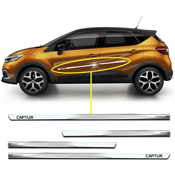 Imagem de Friso Lateral Slim Captur 2018 2019 2020 2021 2022 2023 Kit Cromado Personalizado 4 Portas