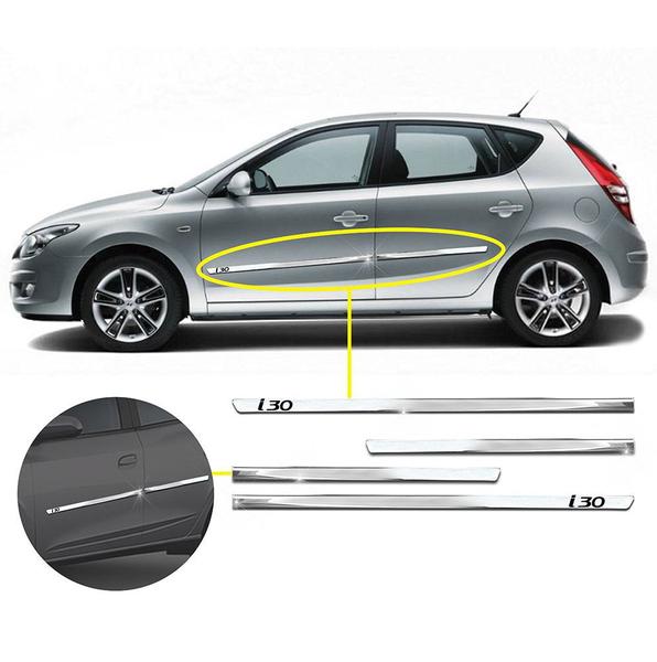 Imagem de Friso Lateral Slim I30 2009 2010 2011 2012 2013 2014 2015 2016 Kit Cromado Personalizado 4 Portas