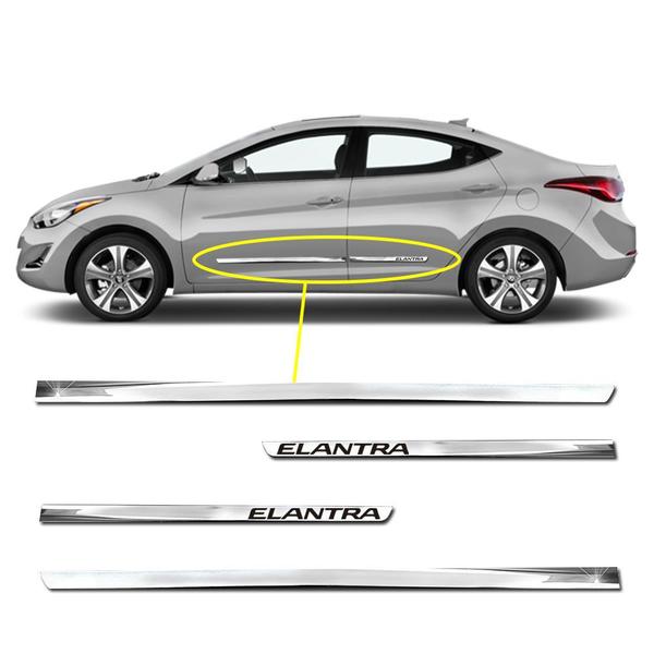 Imagem de Friso Lateral Slim Inferior Elantra 2012 a 2019 Kit Cromado Personalizado 4 Portas