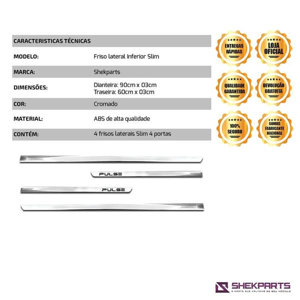 Imagem de Friso Lateral Slim Inferior Fiat Pulse 2021 a 2023 Cromado