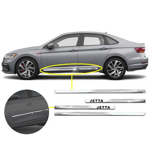 Imagem de Friso Lateral Slim Inferior Jetta 2011 a 2023 Kit Cromado Personalizado 4 Portas