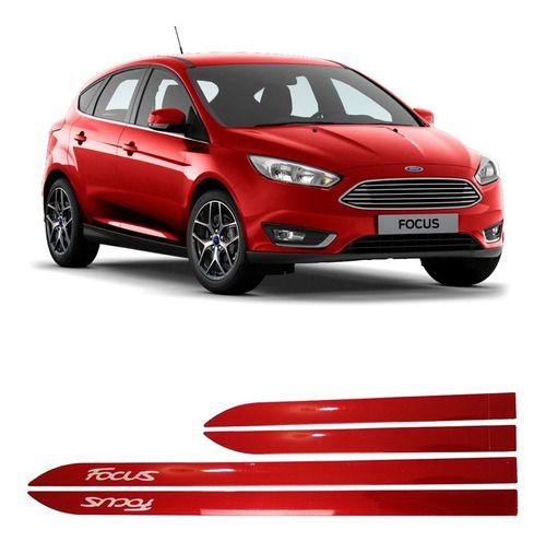 Imagem de Friso Lateral Vermelho Focus + Soleira Resinada 4 Peças