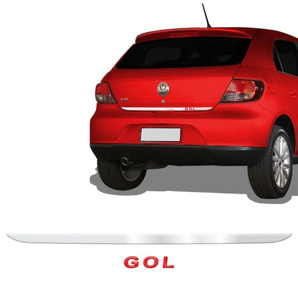 Imagem de Friso Porta-Malas Cromado Gol G5 2009/13 + Emblema Vermelho