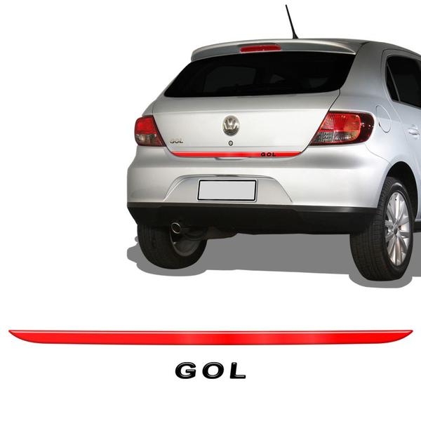 Imagem de Friso Porta Malas Vermelho Gol G5 2009/2013 + Emblema Preto