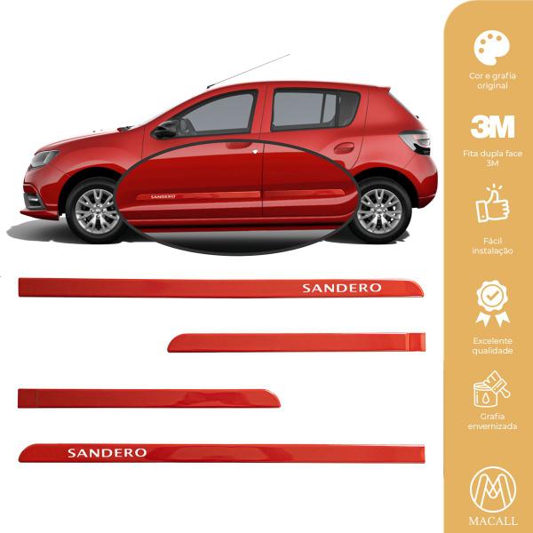 Friso Porta Renault Sandero Original Vermelho Vivo 2015 à 2022 Imagem de Friso Porta Renault Sandero Original Vermelho Vivo 2015 à 2022