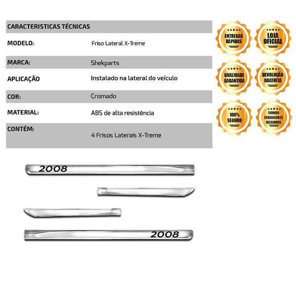 Imagem de Frisos Cromados Lateral X-treme Peugeot 2008 - 2015 a 2023