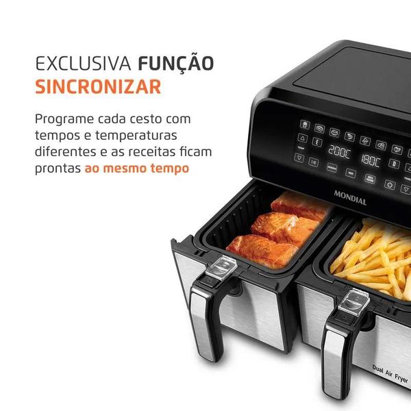 Imagem de Fritadeira a Ar AirFryer Dual Duplo Cesto Mondial AFD-01-BI 127V