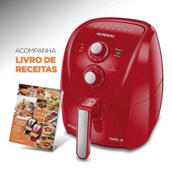 Imagem de Fritadeira a Ar AirFryer Family 4L, Mondial, 220V, 1500W, Vermelho - AFN-40-FR