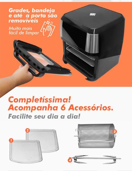 Imagem de Fritadeira Air Fryer 3 Em 1 Forno Desidatra 12 Litros 1800w