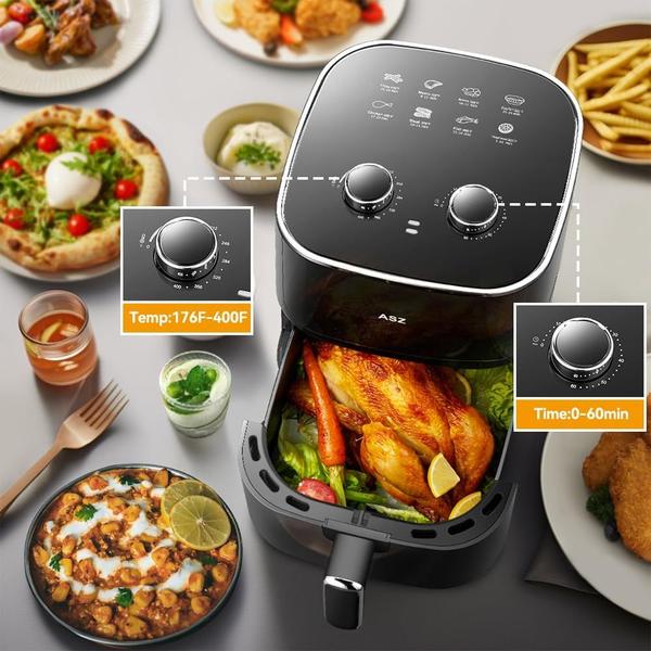 Imagem de Fritadeira Air Fryer ASZ 4.7L/5QT compacta preta 1400W com janela