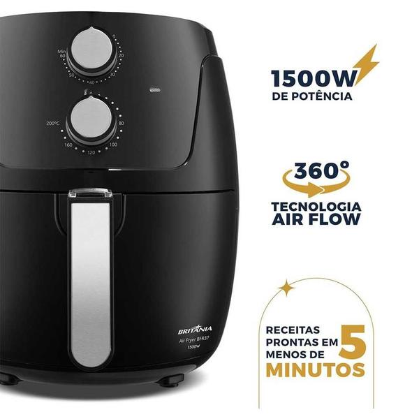 Imagem de Fritadeira Air Fryer Britânia 4,2L 1500W BFR37 Preto - 127V