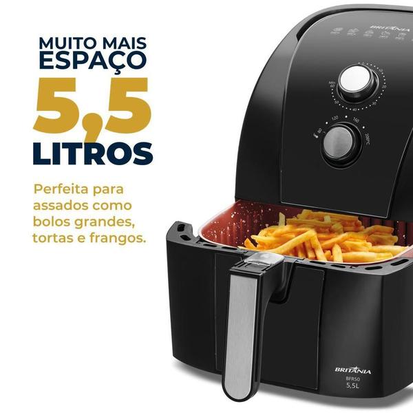 Imagem de Fritadeira Air Fryer Britânia 5,5L 1500W BFR50 Redstone 110V