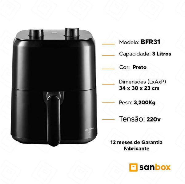 Imagem de Fritadeira Air Fryer Britânia Bfr31 3L 1300W Preto - 220V