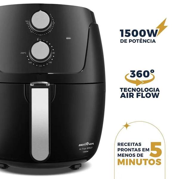 Imagem de Fritadeira Air Fryer Britânia  BFR37  4,2 Litros Antiaderente 1500W Preto/Inox 220V