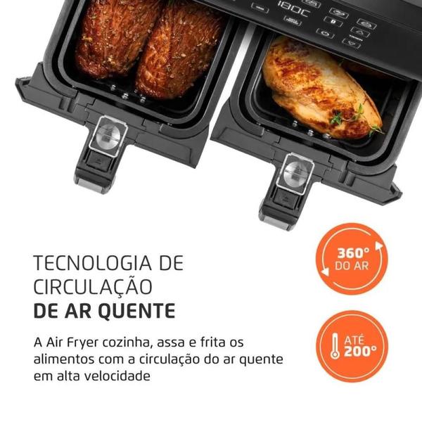 Imagem de Fritadeira Air Fryer Dual Cesto Duplo 8L Mondial AFD-01-BI 127V Sem Óleo Preta