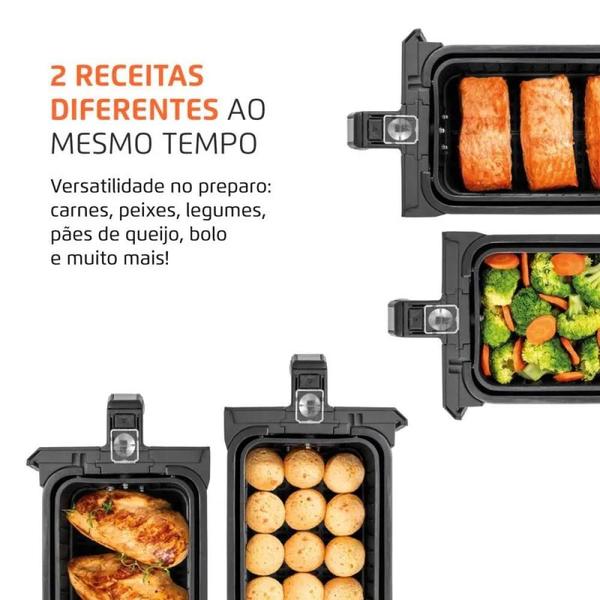 Imagem de Fritadeira Air Fryer Dual Duplo AFD-01-BI Cesto 8L Mondial Preto 220V