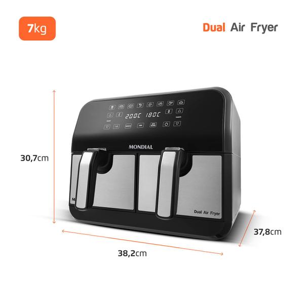 Imagem de Fritadeira Air Fryer Dual Duplo Cesto 8L Mondial AFD-01-BI