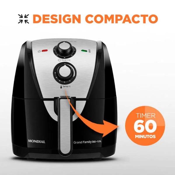 Imagem de Fritadeira Air Fryer Mondial AF-55I Grand Family 5,5 Litros Inox 127V