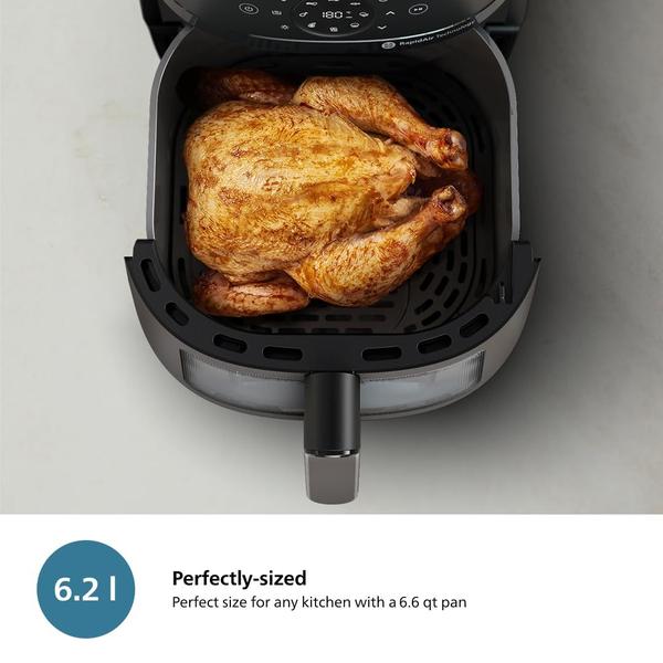 Imagem de Fritadeira Air Fryer Philips 2000 Series 6.2L, janela de cozinha 13 em 1 preta