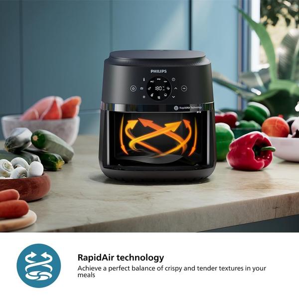 Imagem de Fritadeira Air Fryer Philips 2000 Series 6.2L, janela de cozinha 13 em 1 preta