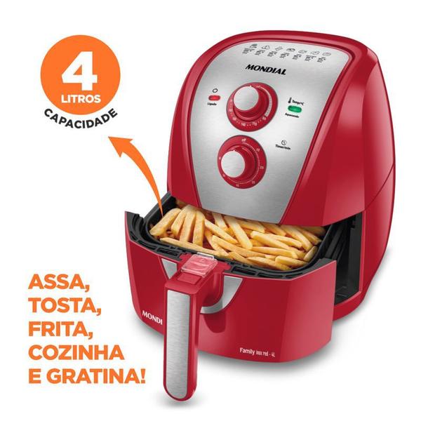 Imagem de Fritadeira Air Fryer Sem óleo 110V AFN 40 RI 60HZ 4L Red Mondial 4002-01