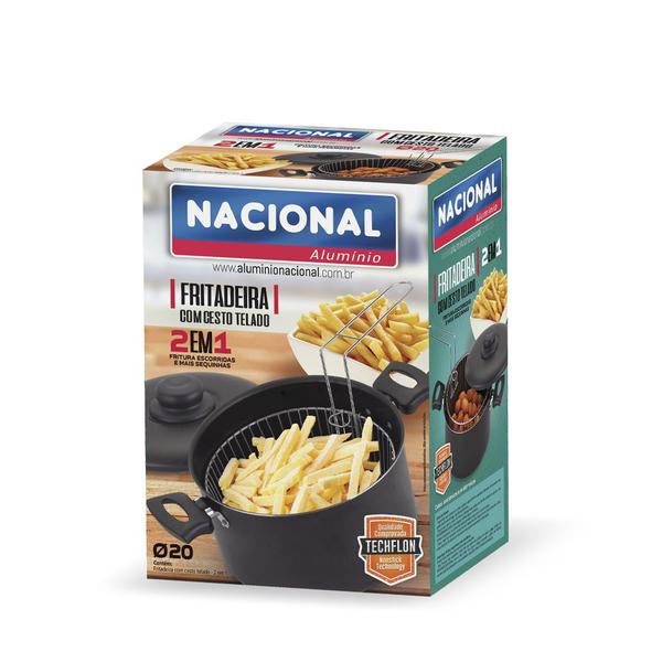 Imagem de Fritadeira Com Teflon Antiaderente Especial Com Tela Para Fritura Batata Torresmo