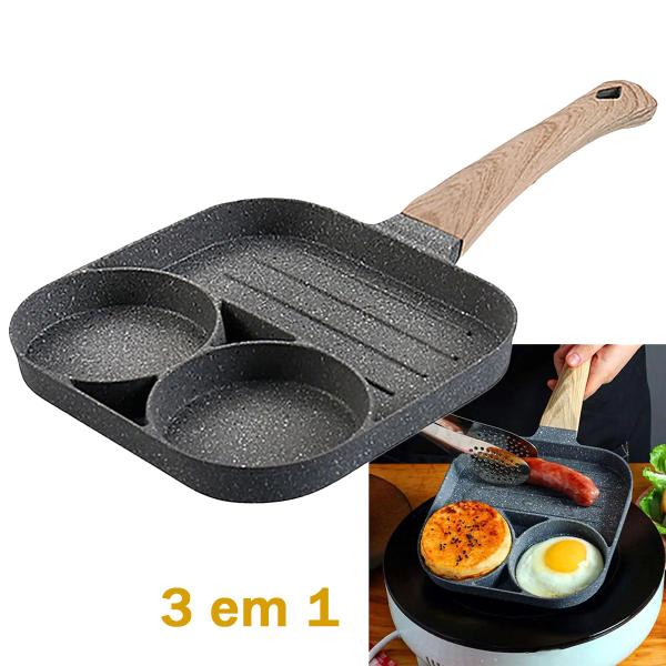 Fritadeira De Cerâmica Antiaderente 3 Em 1 Ovo Panqueca Hambúrguer Bacon - HYLLIS Fritadeira De Cerâmica Antiaderente 3 Em 1 Ovo Panqueca Hambúrguer Bacon - HYLLIS