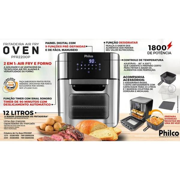 Imagem de Fritadeira E Forno Elétrico Air Fry Oven Philco PRF2100