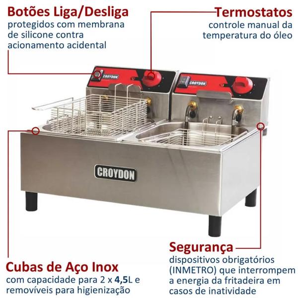 Imagem de Fritadeira Elétrica 2 Cestos Modelo FC2B Croydon 220v