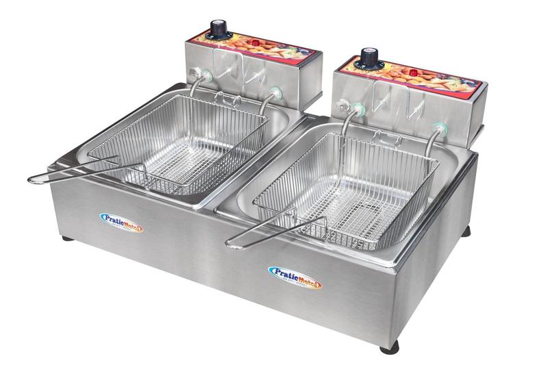 Imagem de Fritadeira Elétrica 2 Cubas 10Lts 3000w Aço Inox Pratic Metal