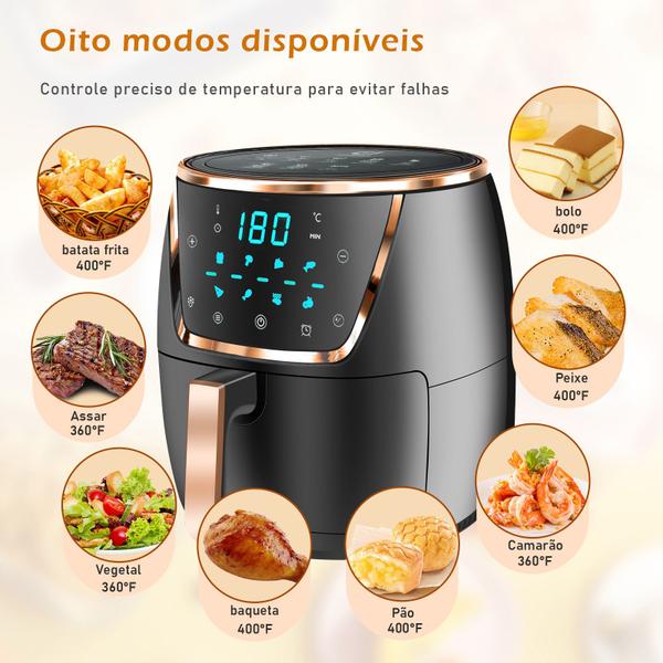 Imagem de Fritadeira Eletrica Air Fryer 5l Preto 1500w 220v Ecrã Lcd