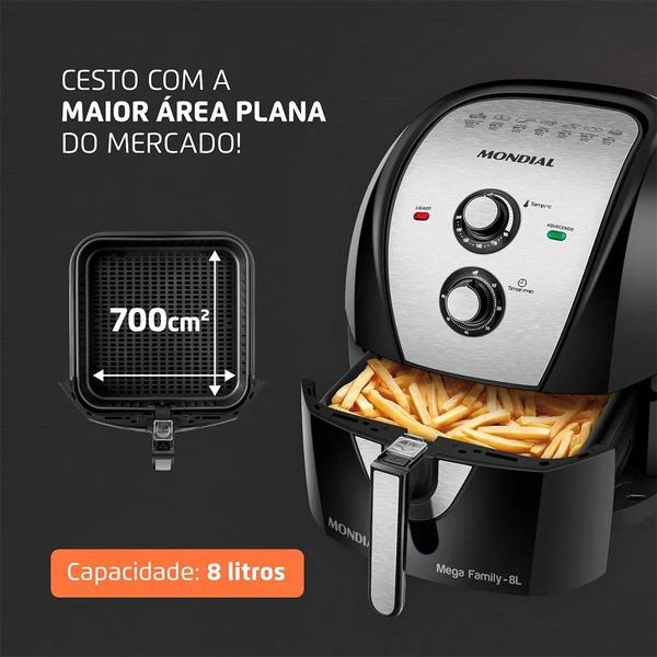 Imagem de Fritadeira elétrica Air Fryer 8 litros, 1900W, 220V, Preta, AFN-80-BI, MONDIAL  MONDIAL