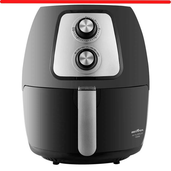 Imagem de Fritadeira Elétrica Air Fryer Britânia Sem Óleo 4L Preto Inox  BfR21p Faz Carne, Pão de Queijo, Frango 110V