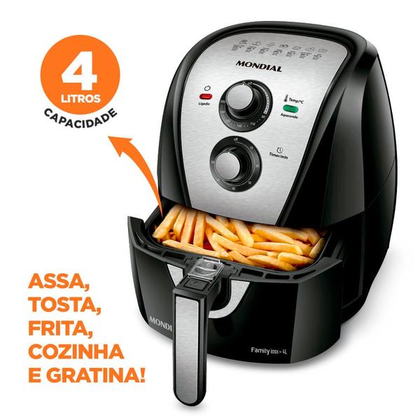 Imagem de Fritadeira Elétrica Air Fryer Mondial AFN-40-BI 4L Inox/Preta - 127V