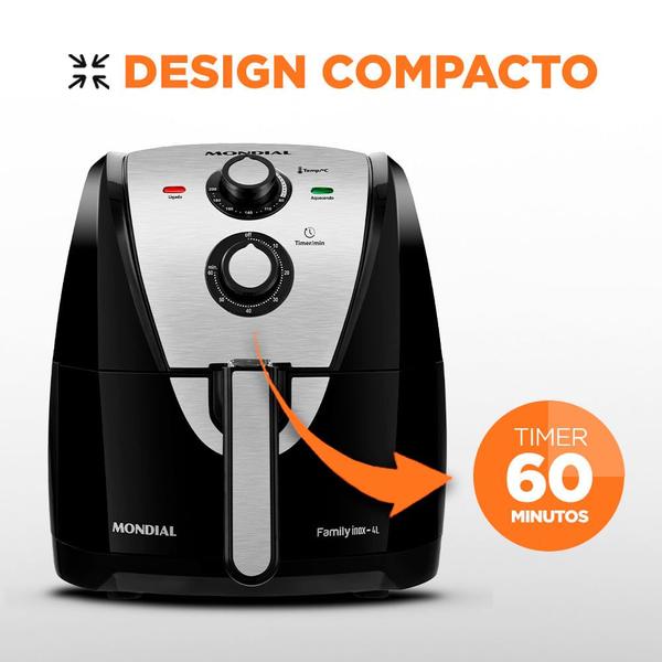 Imagem de Fritadeira Elétrica Air Fryer Mondial AFN-40-BI 4L Inox/Preta - 127V