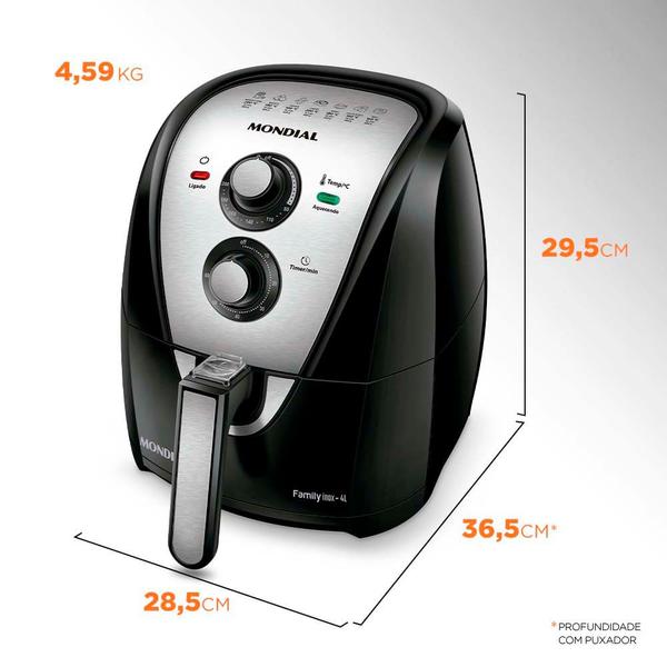 Imagem de Fritadeira Elétrica Air Fryer Mondial AFN-40-BI 4L Inox/Preta - 220V