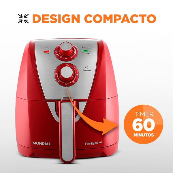 Imagem de Fritadeira Elétrica Air Fryer Mondial AFN-40-RI 4L Inox/Vermelha - 127V