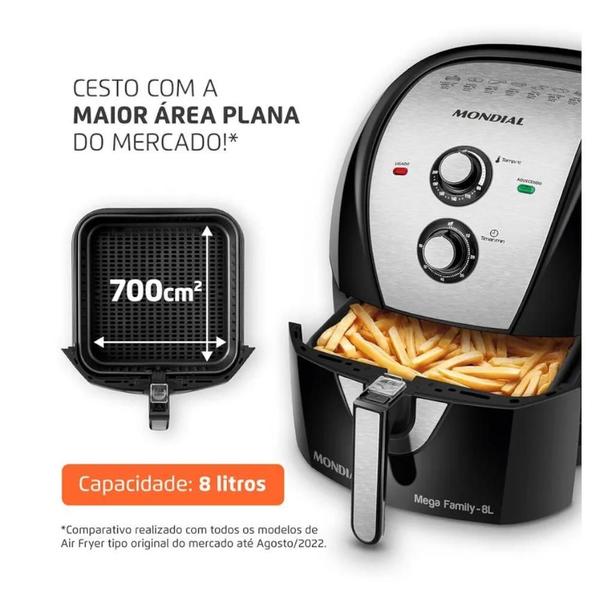 Imagem de Fritadeira Elétrica Air Fryer Mondial AFN-80-BI Mega Family 8 Litros 1900W