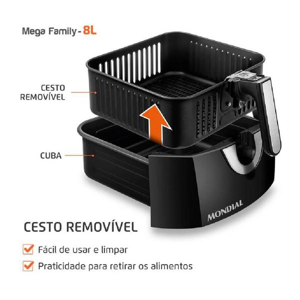 Imagem de Fritadeira Elétrica Air Fryer Mondial AFN-80-BI Mega Family 8 Litros 1900W