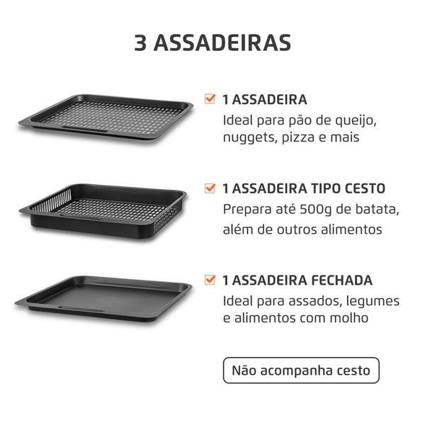 Imagem de Fritadeira Elétrica Air Fryer Mondial Forno Oven AFON-12L-BI-BC 12L Preta/Inox - 110V